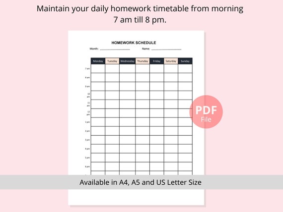 Homework Tracker, Printable Planner, Homework Planner, Assignment Planner,  School Planner, Student Planner A4 and Letter Sizes -  Israel