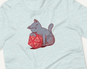 Cat Throwing Dice T-Shirt | DnD | Dungeon Master | Tabletop RPG | Tabletop Games | RPG | Role Playing | Unisex Tee Shirt