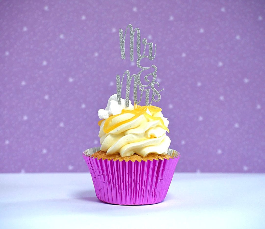 Wedding Cupcake Toppers, Mr & Mrs Cupcake Toppers, Engagement Cupcake