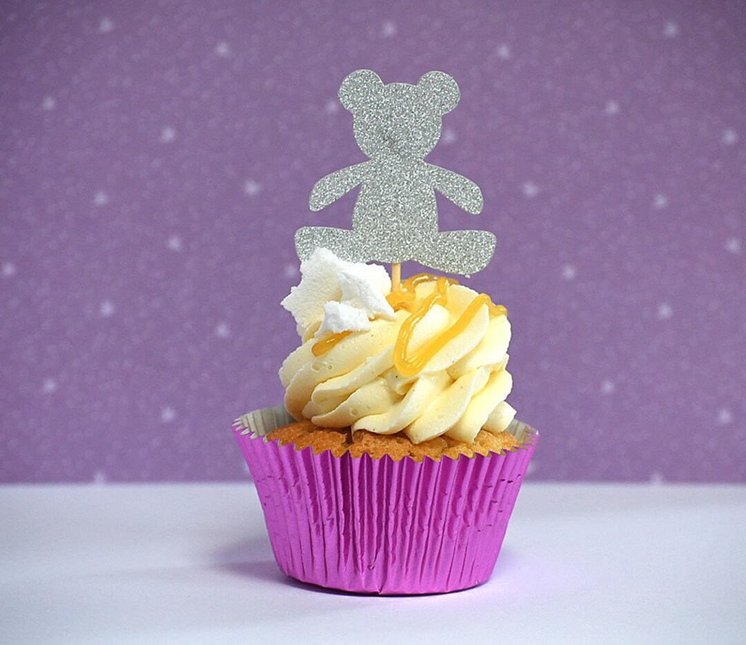 Baby Shower Cupcake Toppers Baby Cupcake Toppers Teddy Bear Etsy