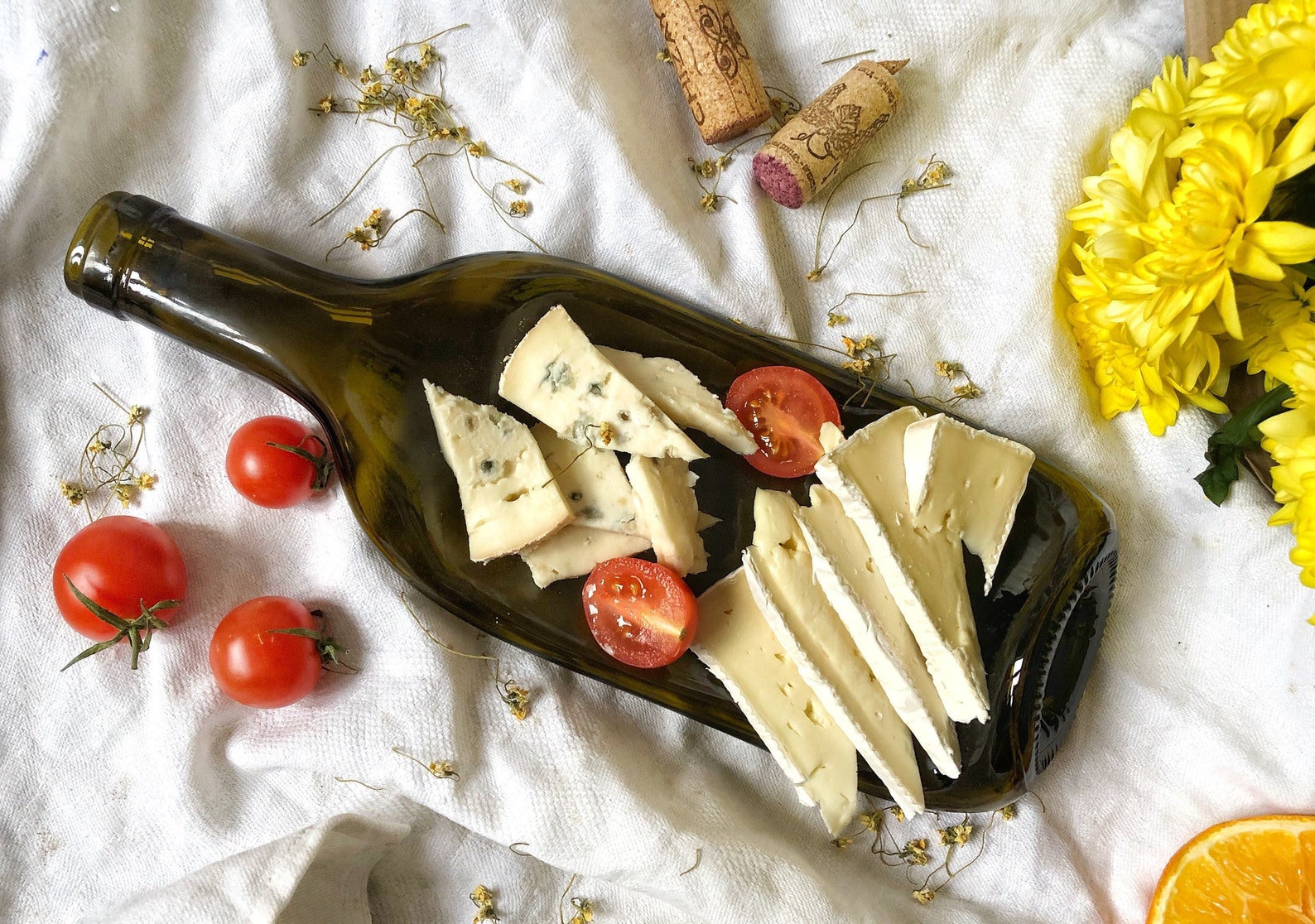 Flattened Wine Bottle Plate Creative Melted Glass Bottle Etsy