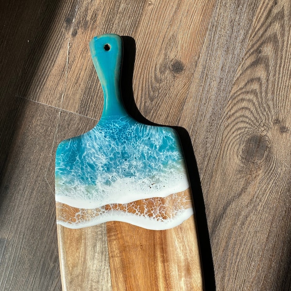 Ocean Charcuterie, Ocean serving board, bamboo wood cutting board, resin cheeseboard, nautical gifts, nautical decor, charcuterie boards