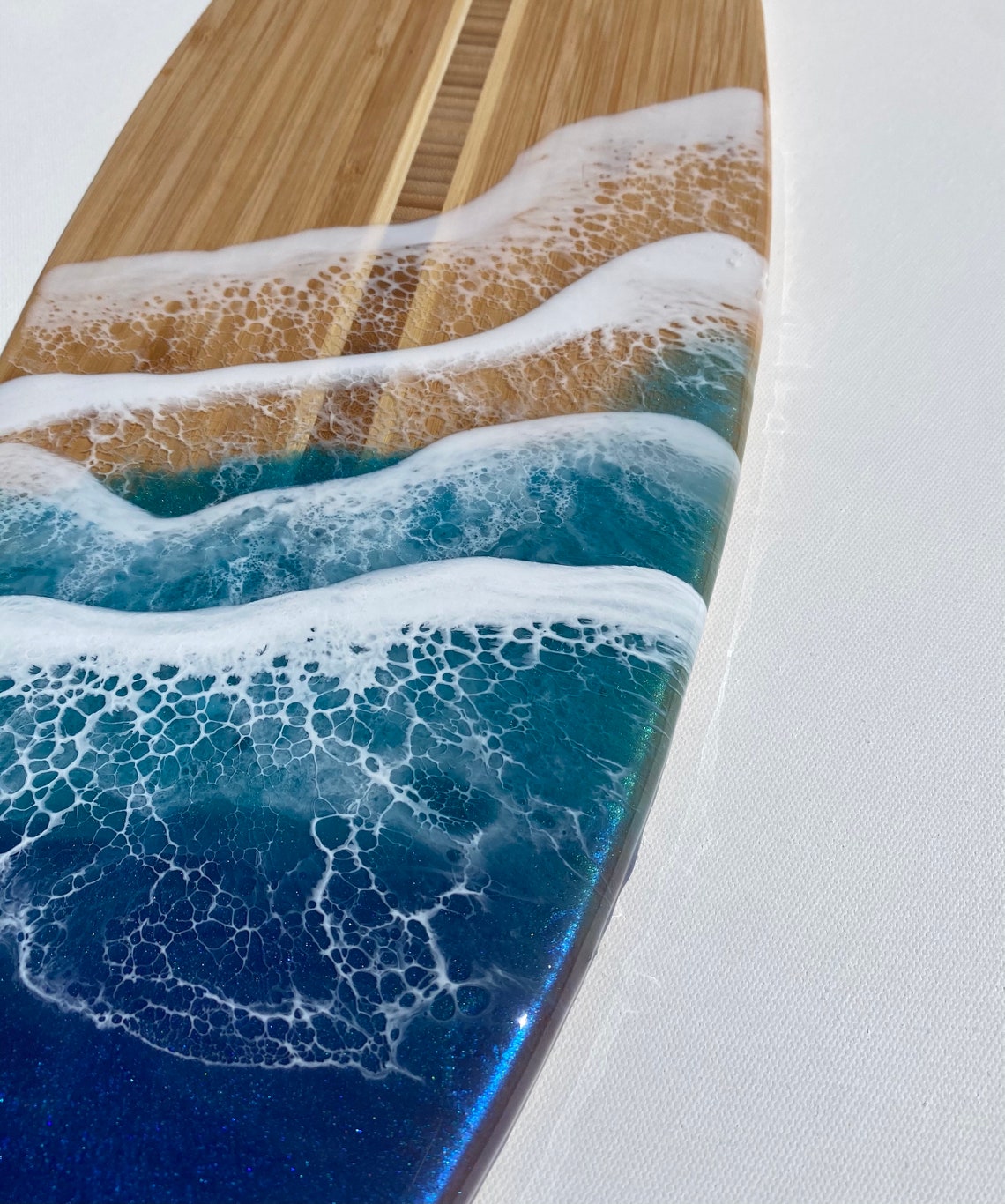 Ocean Surf Board Bamboo Resin Cutting Board Ocean - Etsy