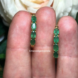 Emerald Earring/ Gemstone Earrings/ 925 Sterling Silver Gold plated Earring/ Women&#39;s Earring/ May Birthstone/ Handmade Jewelry/ Gift For Her
