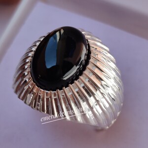 Anel masculino de ônix preto natural/anel feito à mão/anel de prata esterlina 925/anel masculino estiloso/anel de aniversário de casamento/anel masculino turco
