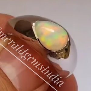 Natural Opal Men&#39;s Ring/ 14kt Yellow Gold Ring/ 925 Sterling Silver Ring/ Multi Fire Opal Ring/ Stylish Men&#39;s Ring/Wedding Ring/Gift For Him