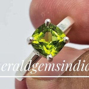 Natural Peridot Ring, Solid 925 Sterling Silver Ring, Stylish Women&#39;s Ring, August Birthstone Ring, Anniversary Gift, Ring for her