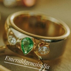 Natural Emerald Silver Ring/ 925 Sterling Silver Gold Plated Ring/ May Birthstone Ring/ Beautiful Ring/ Anniversary Gift/ Engagement Ring