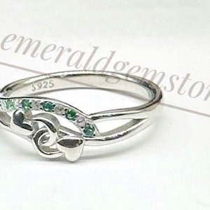 Natural Emerald Ring/ Genuine Women&#39;s Ring/ 925 Sterling Silver/ Emerald Ring/ May Birthstone Ring/ Engagement Wedding Ring/ Gifts For Her