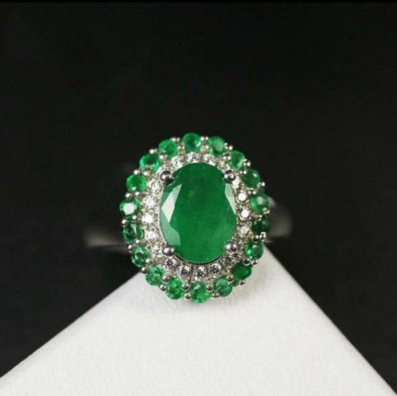 Top Quality Natural Emerald Cz Ring in 925 Sterling Silver Ring May Birthstone Ring Stylish Wedding Engagement Gemstone Ring Hand Made Ring