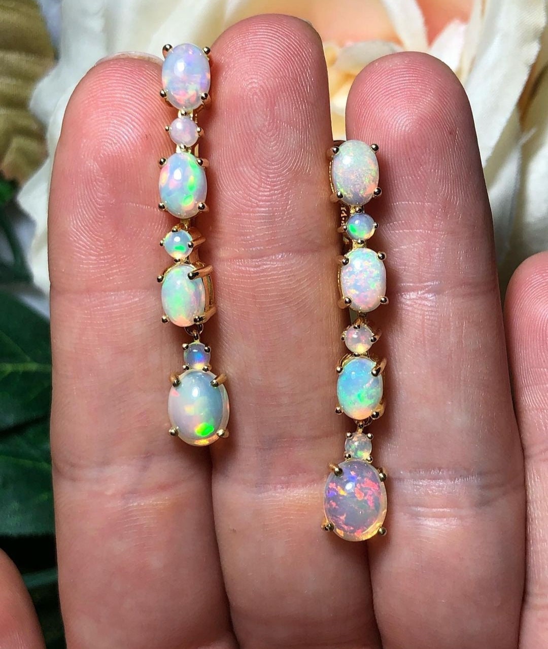 Natural Opal Earring/ Multi Fire Ethiopian Opal Earring/ October Birthstone Earring/ 925