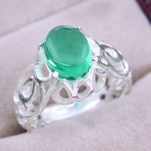 14k White Gold Ring, Emerald Men&#39;s Ring, Stylish Men&#39;s Ring, Handmade Ring, Wedding Anniversary Ring, Christmas Sale, Gift For Him