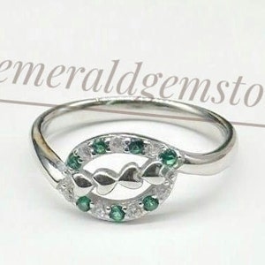 Natural Emerald Ring/ Genuine Women&#39;s Ring/ 925 Sterling Silver/ Emerald Ring/ May Birthstone Ring/ Engagement Wedding Ring/ Gifts For Her