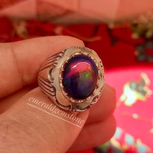 Black Opal Multi Fire Ring/ 925 Sterling Silver/ Opal Ring/ Stylish Men&#39;s Heavy Ring/ Wedding Engagement Ring Gift For Men