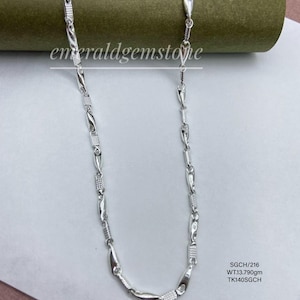 Solid 925 Sterling Silver Chain Necklace For Men - Art Deco Style