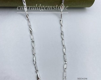 Solid 925 Sterling Silver Chain Necklace For Men - Art Deco Style