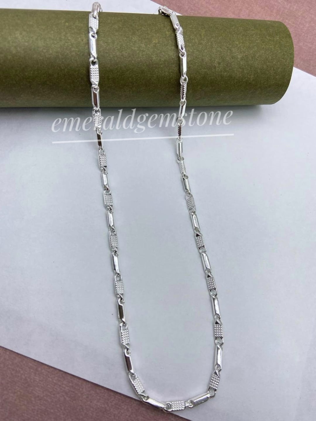 Handmade Sterling Silver Chain Necklace for Men - Art Deco Style - Etsy