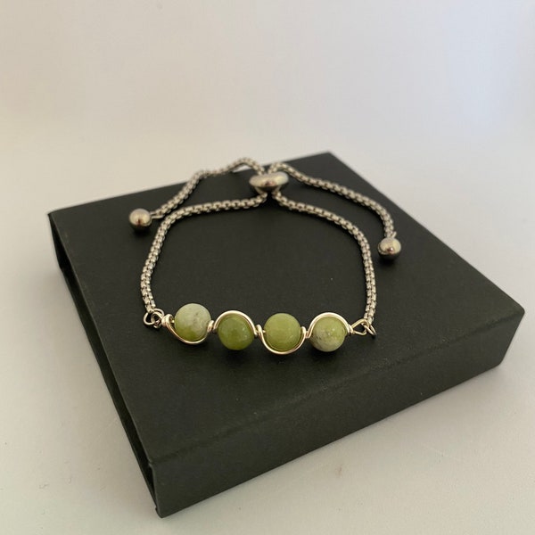 August Birthstone Bracelet, Peridot Bracelet For Women, Green Gemstone Bracelet, Adjustable Bracelet, August Birthday Gifts For Her.