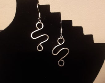 Sterling Silver Earrings UK, Silver Dangle Earrings, Unique Earrings, Wave Earrings, Wire Earrings, Birthday Gift For Her, Festival Earrings