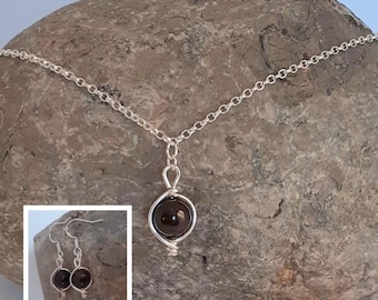 Garnet Necklace and Earring Set Sterling Silver, January Birthstone Jewellery Gift, UK Seller.