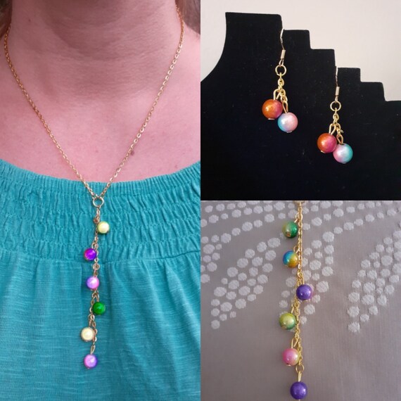 Multi coloured Jewellery Set UK 24 inch multi coloured Etsy