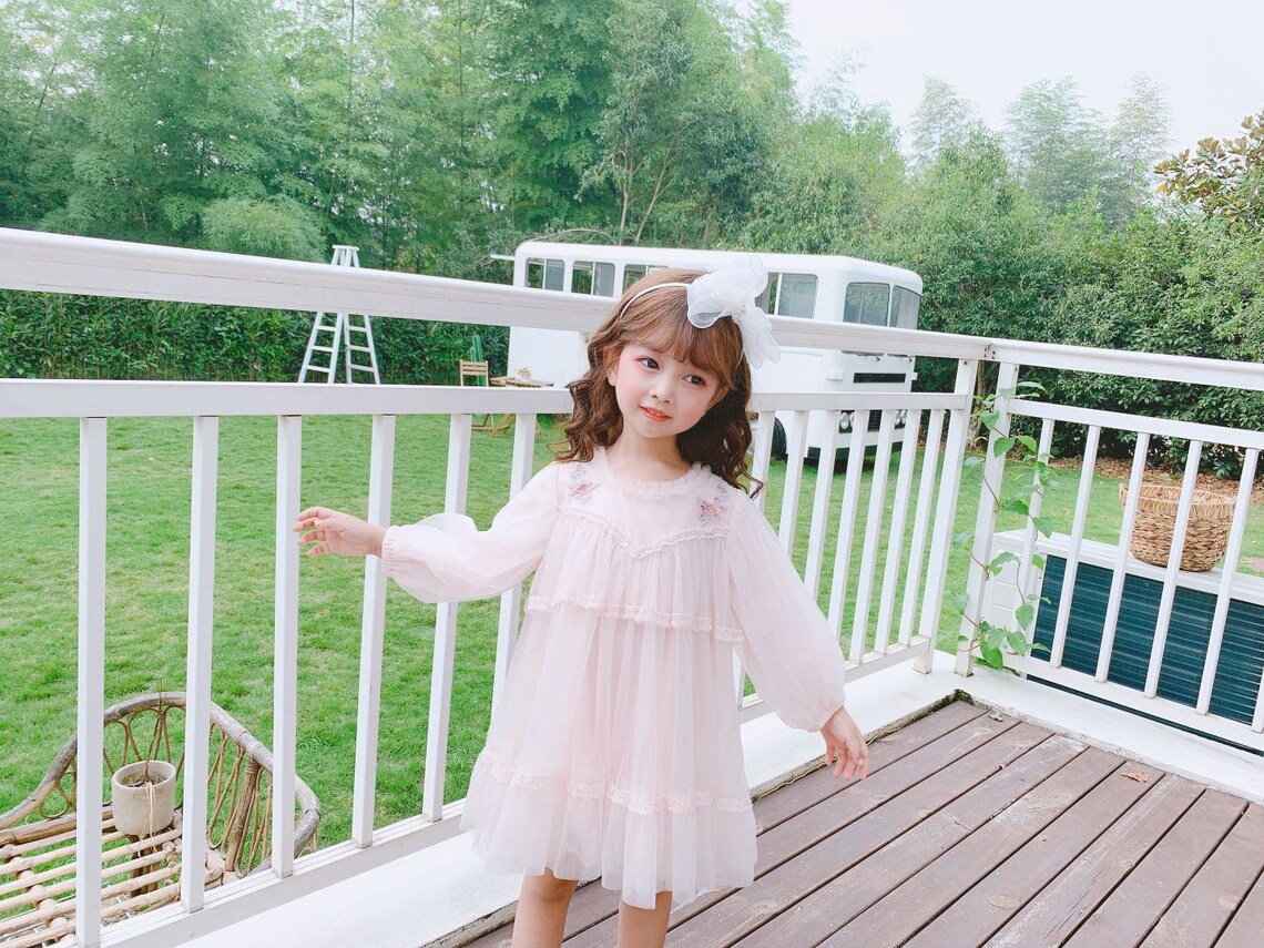 Spring long sleeve dress/ birthday dress/ gift for kids | Etsy