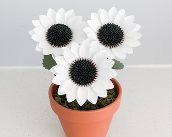 Potted Paper Sunflowers Arrangement - Tabletop Decor - Mini Planters - Paper Plants - Paper Flowers - Plant Decor - Floral Arrangement