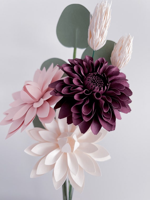 Paper Flower Bouquet Paper Anniversary Paper Gifts Stemmed Paper Flowers  Gift Ideas 