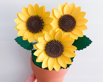 Potted Paper Sunflowers Arrangement - Tabletop Decor - Mini Planters - Paper Plants - Paper Flowers - Plant Decor - Floral Arrangement