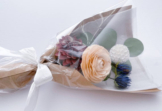 Paper Flower Bouquet Paper Anniversary Paper Gifts Stemmed Paper Flowers  Gift Ideas 