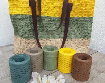 Raffia Paper Yarn: Crochet, Hat, and Basket Weaving (90-100 grams). Tariffs covered.