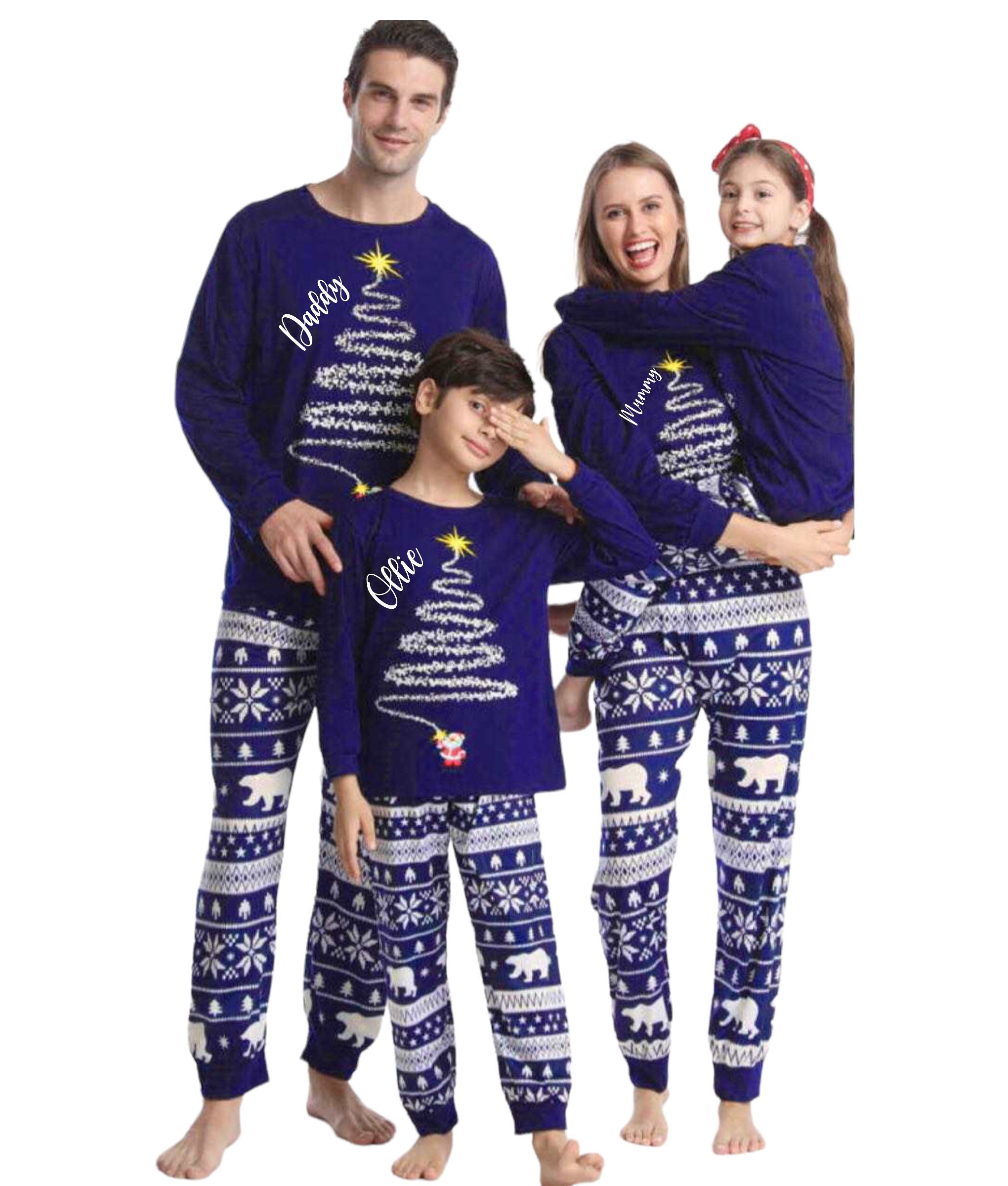 Familien Schlafanzug Cartoon Hirsch Pyjama - Weihnachten Partnerlook Für Mama Papa Baby