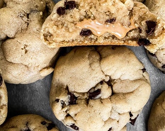 Peanut Butter Stuffed Chocolate Chip Cookies, Homemade, Protein (Gluten-Free Option)