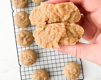 Galleta de mantequilla de maní: sin gluten, sin lácteos, con bajo contenido de azúcar y opciones proteicas.