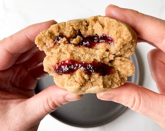 Peanut Butter and Jelly Cookie Box, Protein, Gluten Free/Dairy Free Option, gourmet stuffed cookies homemade cookies, stuffed gourmet cookie