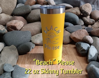 Beach Please Magere Tumbler met Schuifdeksel (22 OZ)