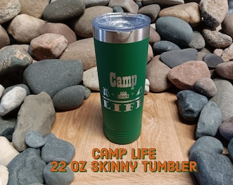 Camp Life Skinny Tumbler with Sliding Lid (22 OZ)