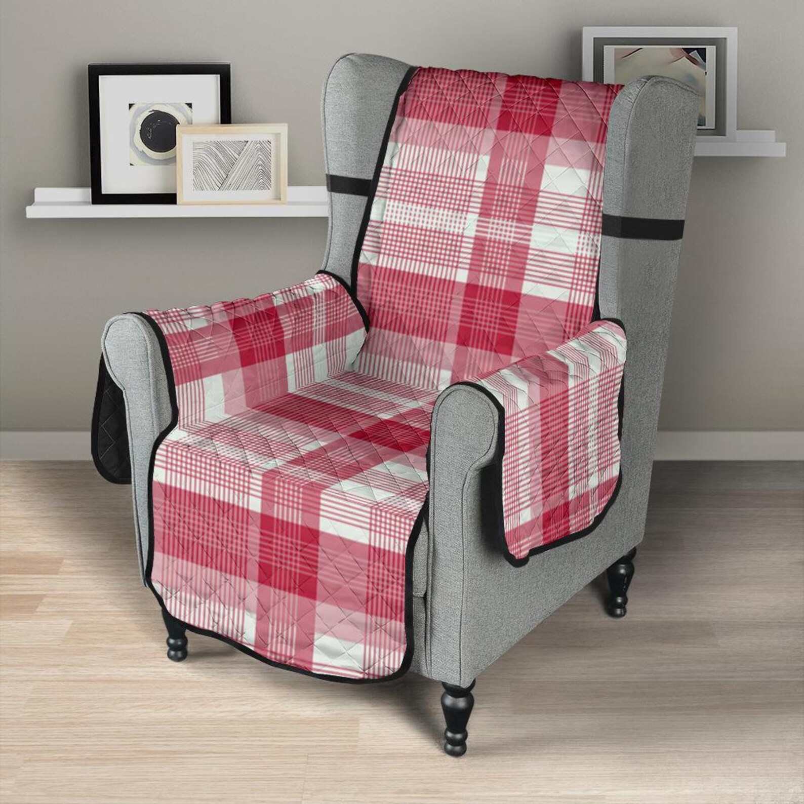 Red Plaid 23 Inch Recliner Sofa Protector Slip Cover Couch Etsy