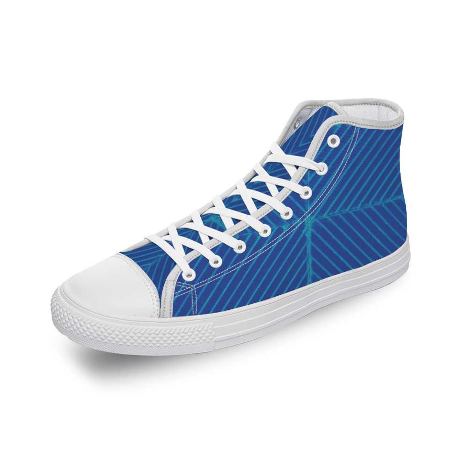 blue and white striped canvas shoes