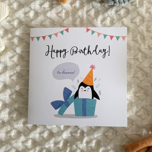 Childrens Birthday Card, Happy Birthday to you Card, Penguin lover, Penguin Birthday Card, Birthday Card for Him, Birthday Card for Her image 1