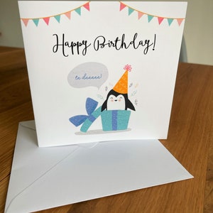 Childrens Birthday Card, Happy Birthday to you Card, Penguin lover, Penguin Birthday Card, Birthday Card for Him, Birthday Card for Her image 4