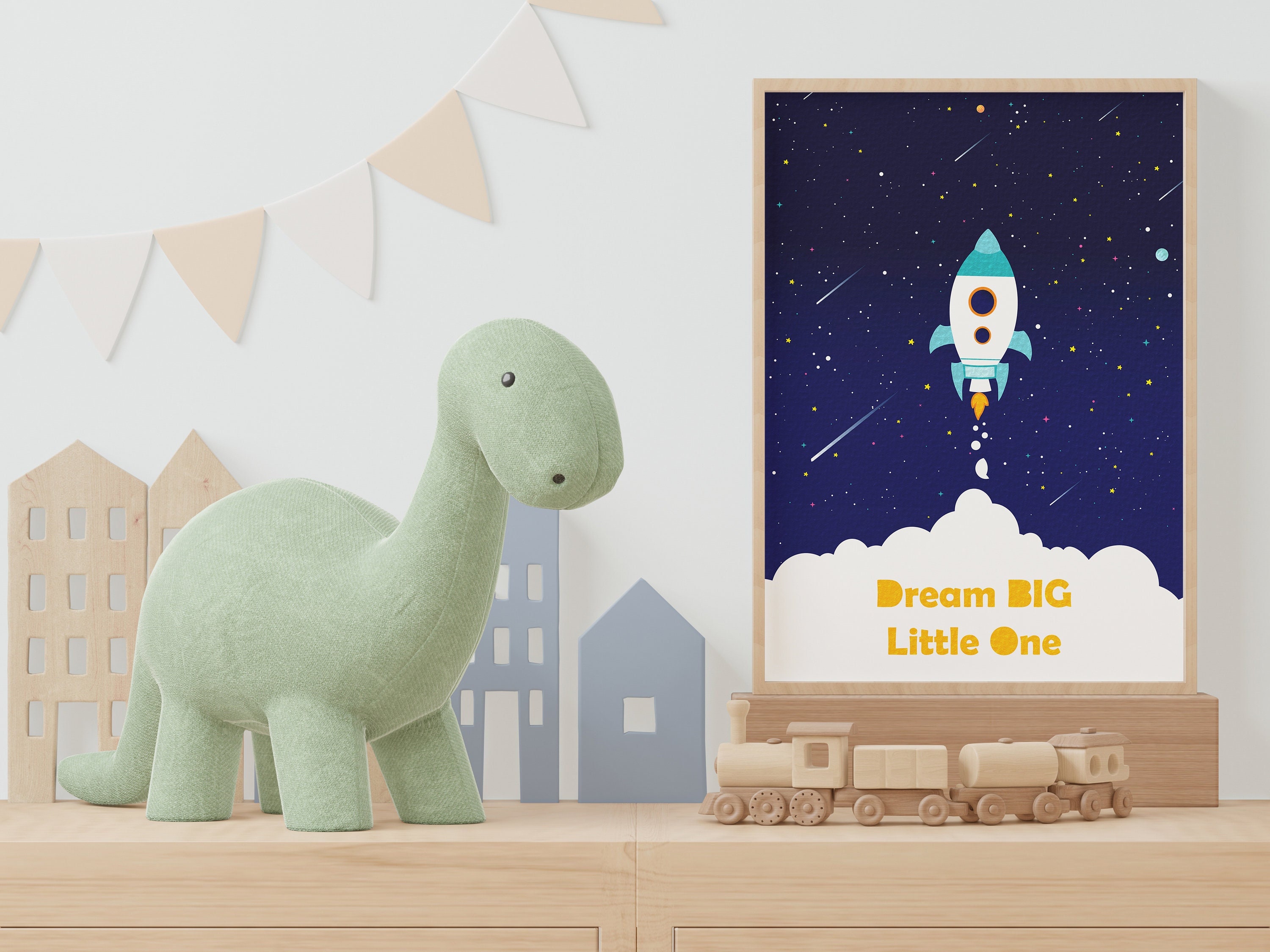 Space Nursery Decor Boy, Citations d'impressions de Crèche, Impressions Crèche Garçon, Dream Big Lit