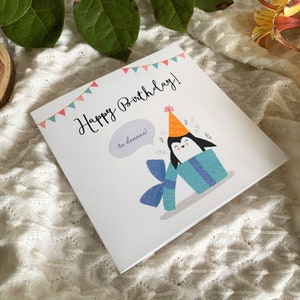 Childrens Birthday Card, Happy Birthday to you Card, Penguin lover, Penguin Birthday Card, Birthday Card for Him, Birthday Card for Her image 3