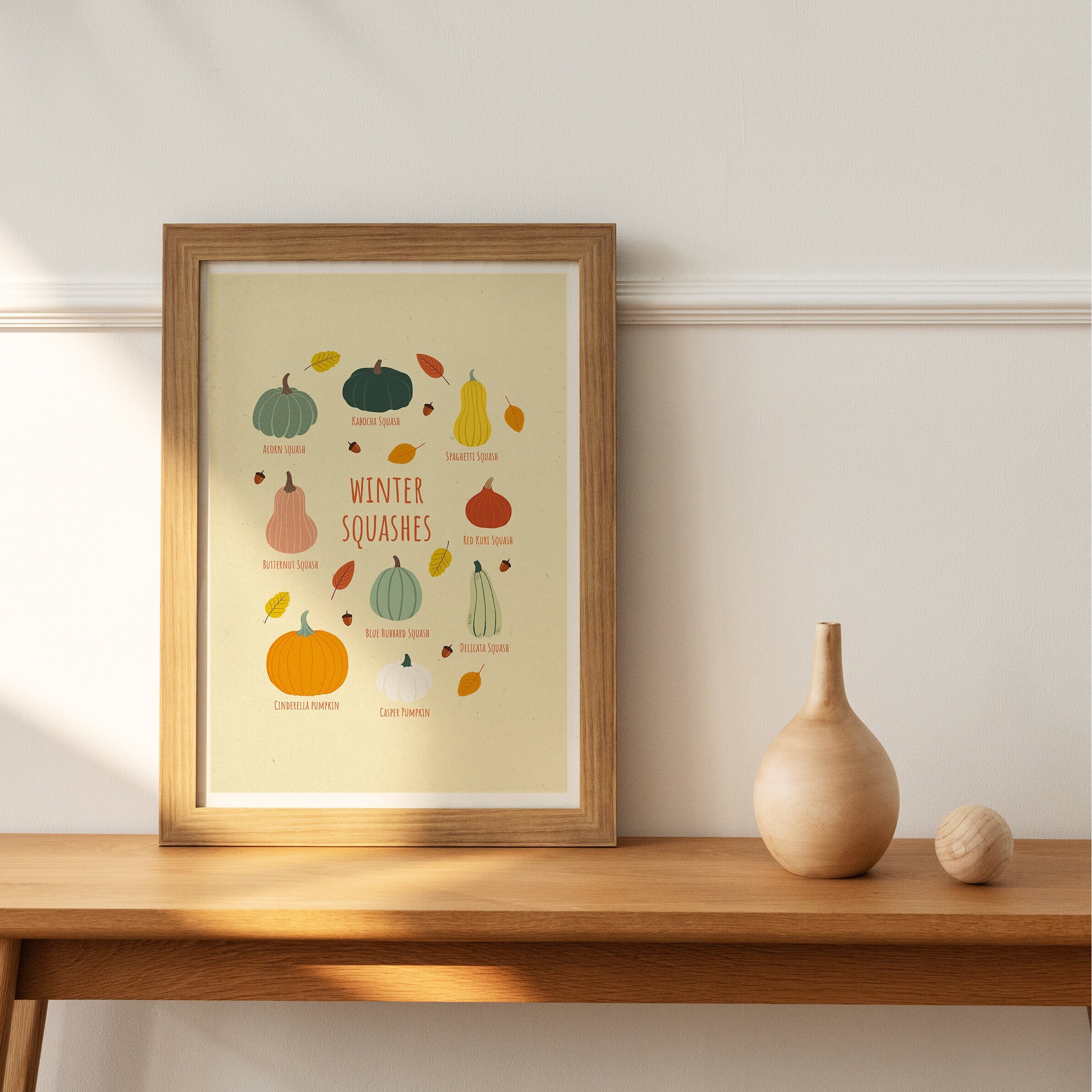 Cuisine Mur Art Squash Citrouille Numérique Télécharger Affiche Décoration de La Maison