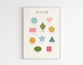 SHAPES, Educational Poster, Geometric Shapes Printable, Shapes poster,  Kids Room Wall Art, Newborn present, DIGITAL DOWNLOAD