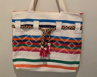 Handwoven Picnic Bag | Mexican Tote Bag | Large shoulder bag for picnic | Indigenous patterns and design | Mexican style