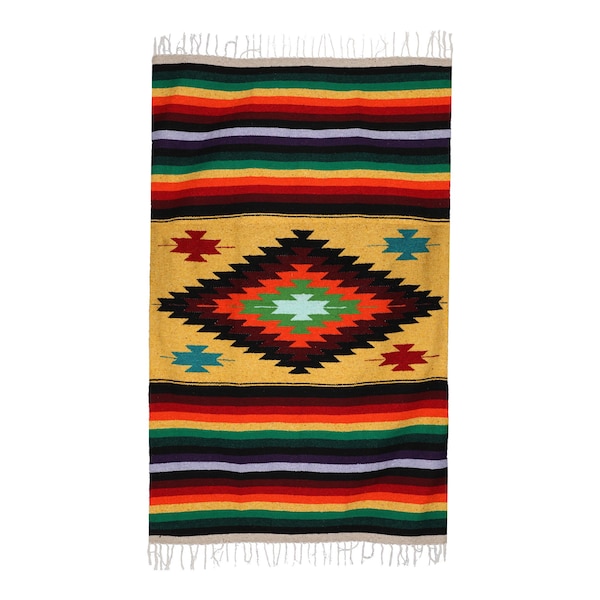 Genuine Mexican Serape |Tropical Colors | Rustic Sarape blanket | Saddle blanket | Picnic rug | Yoga mat | Southwestern style | Beach throw
