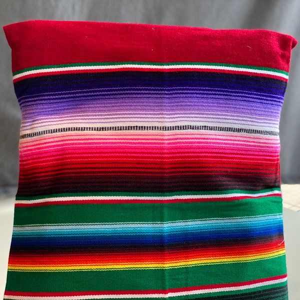 Handwoven pillow cover | Mexican sarape pillow cover | Mexican textile | Serape print | coloured stripes