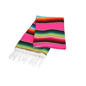 Pink Striped Mexican Sarape | Authentic Mexican Craftsmanship | Picnic Rug | Home Styling | Versatile Poncho | Throw | Traditional Saltillo