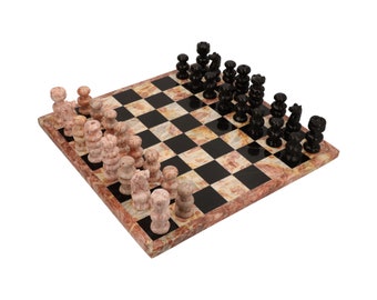 Set di scacchi in marmo e onice / Colori bianco e nero / Artigianato / Scacchi fatti a mano